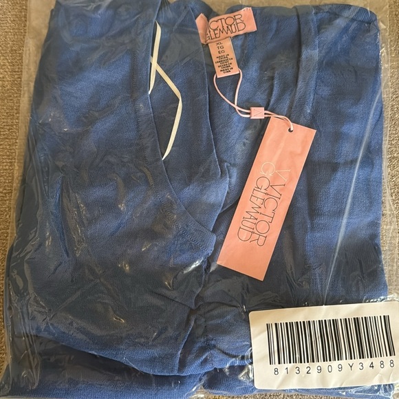 Victor Glemaud Blue Turkish Sea Ruched Pullover V Neck Sweater XL - Picture 2 of 2